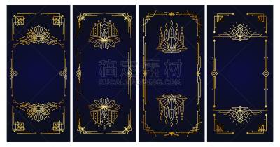 请柬,art deco风格,边框,直的,纸牌,黄金,20年代风格,四元素,40-80年代风格复兴,标语