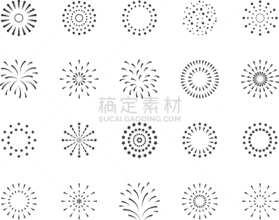 放焰火,计算机图标,新年前夕,周年纪念,事件,大篝火,背景分离,泰国,绘画插图,圆形