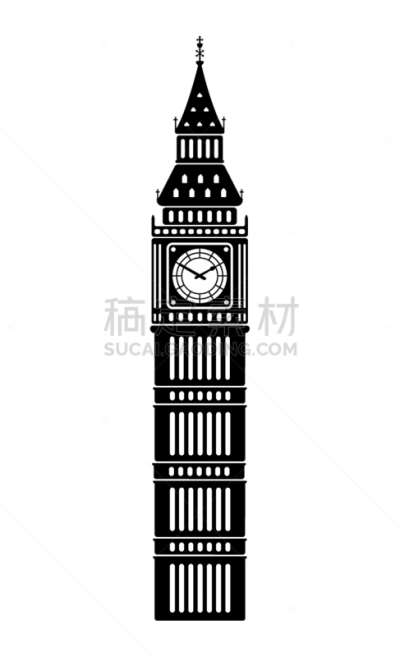 建筑外部,矢量,单色调,英国,绘画插图,大本钟,伦敦,名声,旅途,背景分离