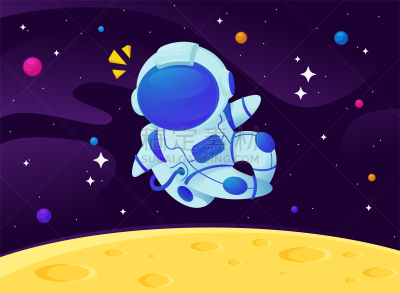星系,矢量,星星,宇航员,卡通,半空中,背景聚焦,明亮,太空船,球体