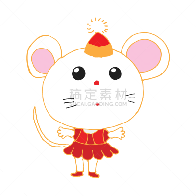 新年前夕,绘画插图,白色,可爱,矢量,白色背景,贞德,风格,老鼠,可爱的