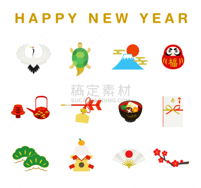 新年前夕,绘画插图,运气,可爱的,传统,华丽的,诺实,滨家,云景,背景分离