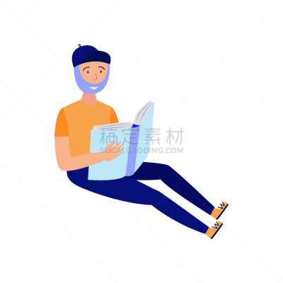 络腮胡子,男人,知识,书,青年人,成年的,学生,人,读书,坐