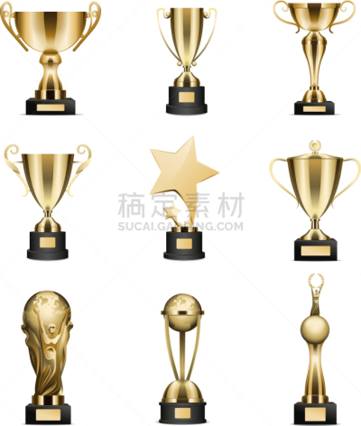 杯,白色,分离着色,奖杯,黄金,华丽的,收集