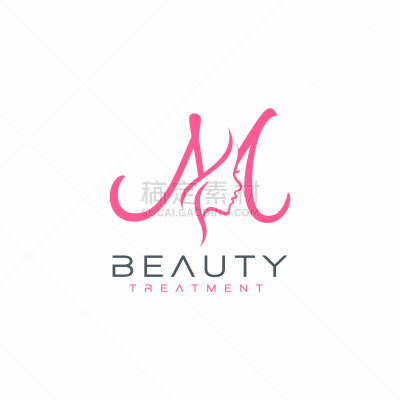 letter m beauty face logo design icon