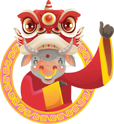 母牛,可爱的,传统,贺卡,春节,中文,新年前夕,十二生肖,动物,节日