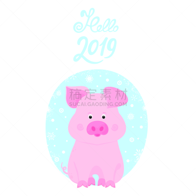 可爱的,春节,猪,乐趣,文字,2019,你好,动物手,传统,历书