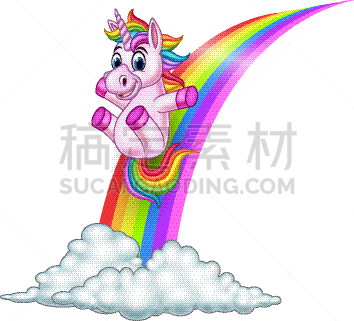 彩虹,独角兽,卡通,婴儿,儿童,头发,女孩,白色,粉色,滑