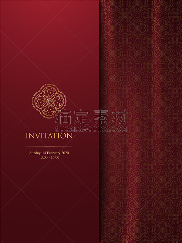 luxury pattern concept with gold ornament on red