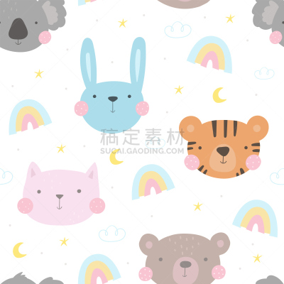 可爱的,虎,式样,绘画插图,树袋熊,矢量,兔子,小兔子,野生猫科动物