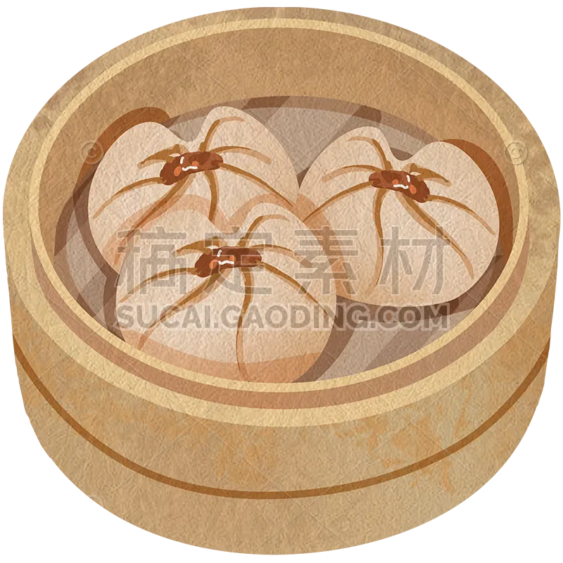 中华美食类插画贴纸 小笼包高端免抠素材下载 稿定素材