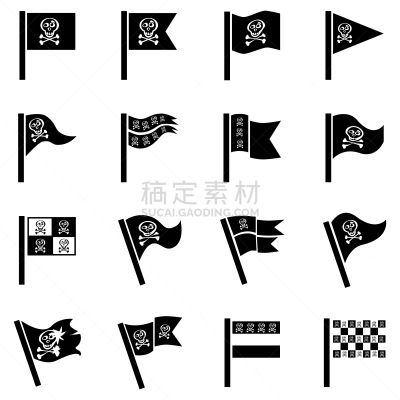 白色,海盗船旗,分离着色,人,骷髅图,风,海洋,矢量,设计