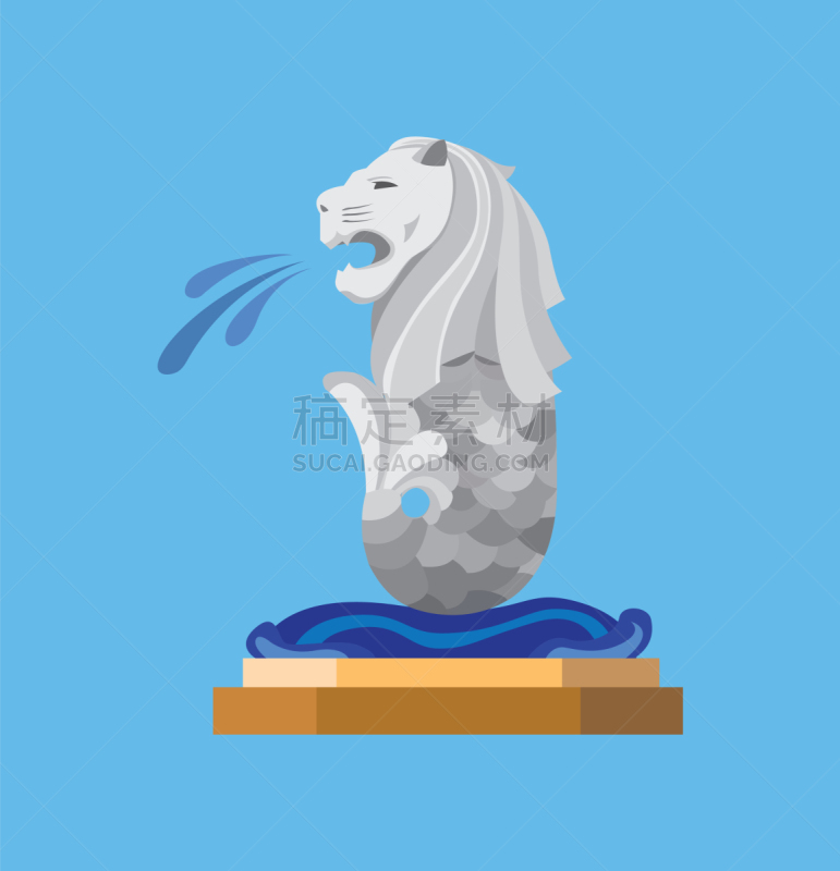 纪念碑,鱼尾狮,图标,新加坡市,扁平化设计,旅途,国内著名景点,名声,狮子,公园