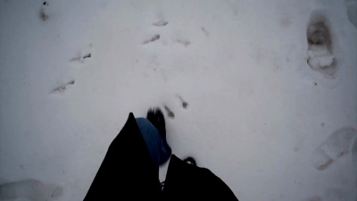 在雪地和沙子上行走的经典镜头男人-股票视频