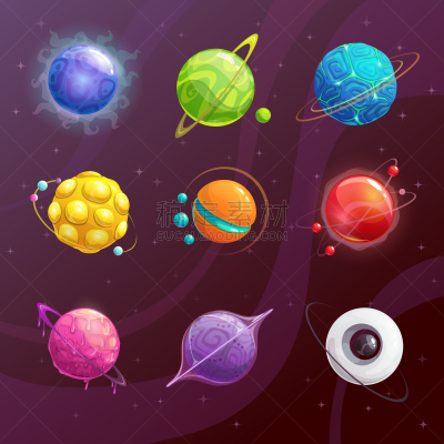 行星,幻想,漫画,色彩鲜艳,格子烤肉,球体,模板,不明飞行物,圆形,布置