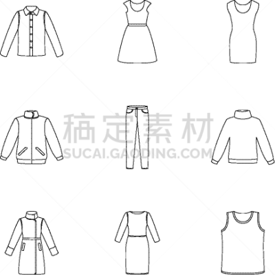轮廓,巨大的,时尚,计算机图标,服装店,材料,纺织品,商务,收集,布置