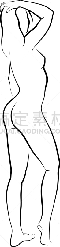女人,轮廓,摆拍,躯干,矢量,苗条,大腿,站,绘制,剪影