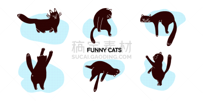 乐趣,绘画插图,可爱的,猫,矢量,短语,房屋,布置