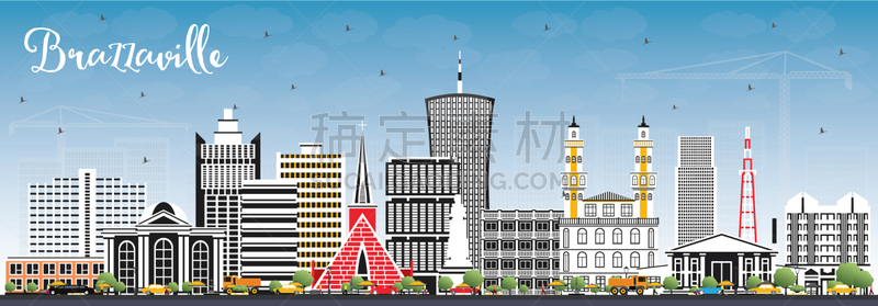 刚果共和国,城市天际线,布拉扎维,旅途,商务,云,鸟类,建筑,天空,都市风景