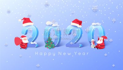 2020,背景聚焦,新年前夕,可爱的,雪,圣诞老公,节日,问候,剪影