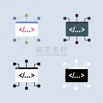 图标集,矢量,编码,分离着色,标志,计算机语言,显示器,计算机软件,平坦的
