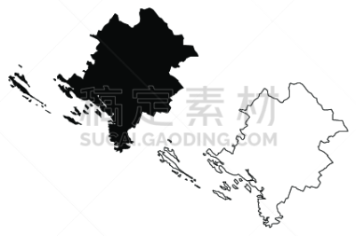斯班尼奇-克宁,欧洲,轮廓,边界,平坦的,计算机图标,图像,克罗地亚,无人,矢量