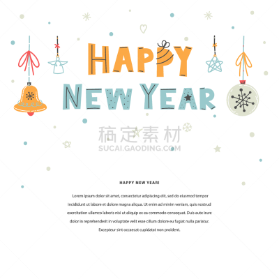 新年前夕,绘画插图,文字,矢量,动物手,请柬,贺卡,圣诞装饰物,传单,简单