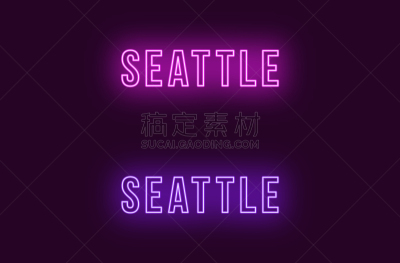 美国,西雅图,城市,文字,霓虹灯,品牌名称,非都市风光,紫色,照亮,旅行