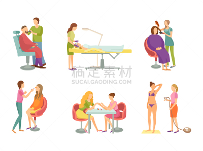 发型屋,卡通,spa美容,标语,医疗流程,专门技术,扶手椅,艺术家,椅子,化妆刷