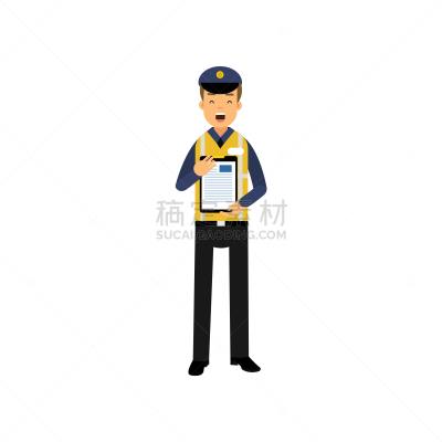 警官,动画片,市区路,职业,交通管理员,男人,性格,安全的,图像,矢量