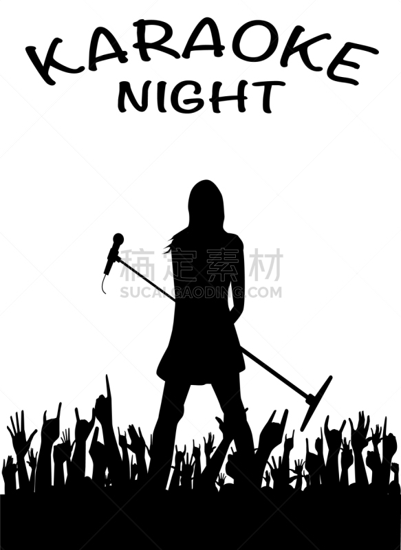 夜晚,卡拉OK,麦克风,女孩,轮廓,名声,粉色,歌手,表演者