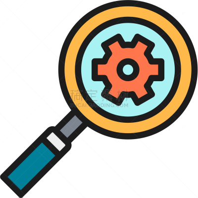 magnifying glass with gear wheel factory