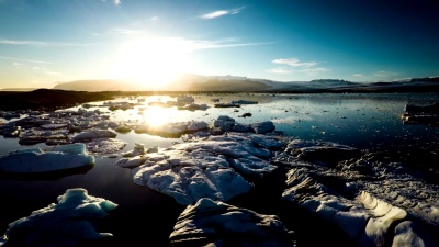 冰岛Jokulsarlon泻湖的天线