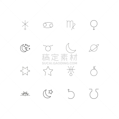 轮廓,直的,计算机图标,星座,图像,矢量,行星,天王星,土星,月亮