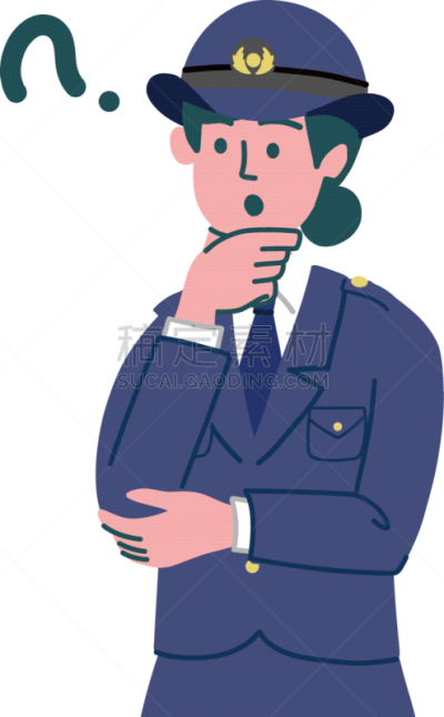 女人,警官,做手势,线条,警察局,简单,绘画插图,问号,问题,评论员
