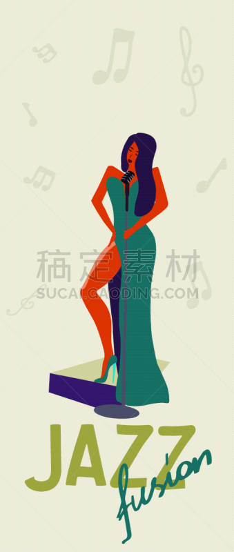 爵士乐,女孩,流行音乐之旅,传单,扬声器,流行音乐会,复古风格,女人,古典风格,绘画插图