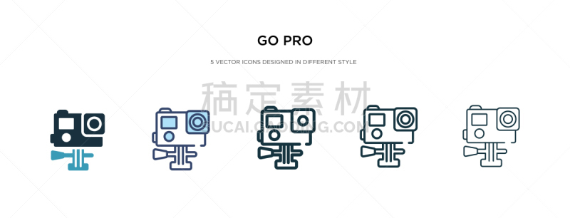 go pro icon in different style two colored and