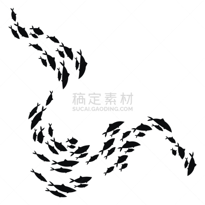 鱼类,海洋,大群动物,组物体,鱼群,矢量,华丽的,环境,丰富,剪影