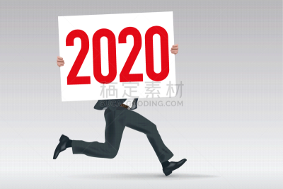 2020,标志,白色,套装,男人,拿着,新年,贺卡,商务研讨会,法国