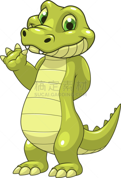 可爱的,幽默,鳄鱼,白色,绿色,性格,好奇心,自然,图像,矢量