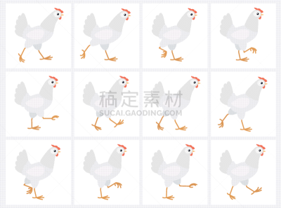 白色,分离着色,床单,卡通,仙女,鸡,成年的,圆形,红色,步行