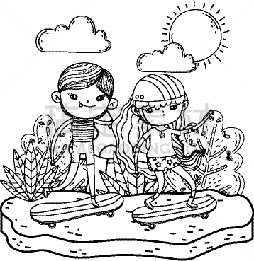 可爱的,小的,滑板,儿童,人,男孩,地形,白昼,性格,装裱