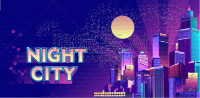 城市,夜晚,霓虹灯,暗色,午夜,黄昏,城市武士,模板,现代,行动
