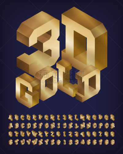 字母,三维图形,文字,黄金,数字,字体,华丽的,字母表次序,华贵,复古风格
