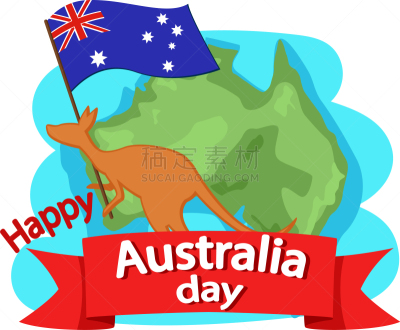 拿着,袋鼠,明信片,Australia Day,海洋,传统节日,剪影,庆祝,装饰