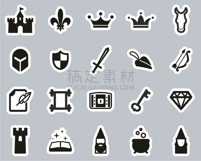 童话故事,标签,幻想,计算机图标,巨大的,黑白图片,背景分离,卷,简单,衣柜