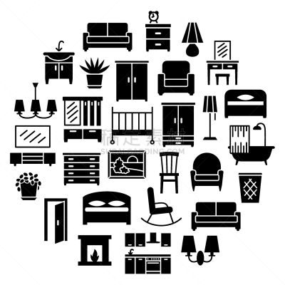 家具,计算机图标,直的,赛尔,公寓,茶几,窗帘,剪影,布置,淋浴