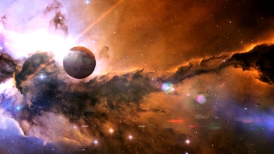 在太空中朝向星云旅行