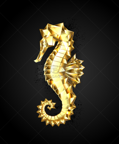 黄金,海马,秘密,深的,超现实主义的,几何形状,镀金的,动物,想法,动物头