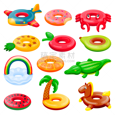 海滩,乐趣,矢量,男孩,绘画插图,玩具,儿童,夏天,游泳池,橡胶游泳圈